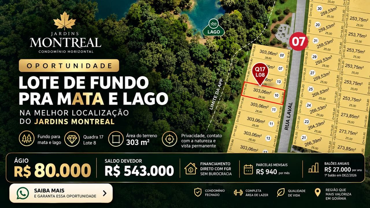 Ágio  - Jardins Montreal  - Lote QD 17 08 - 303m